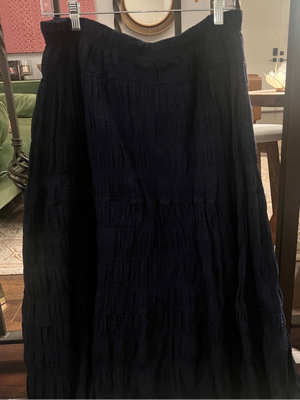 Women's Navy Blue Tiered Maxi Skirt